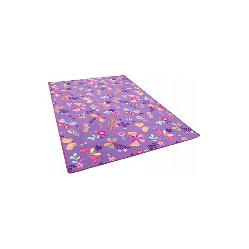 Fioletowy Dywan Dziewczynki 120x200 Motyle kwiatki