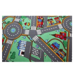 DYWAN SZARE DROGI ULICE MIASTO KIDS CARS 150X200 MATA DO ZABAWY