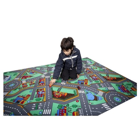 DYWAN SZARE DROGI ULICE MIASTO KIDS CARS 150X200 MATA DO ZABAWY