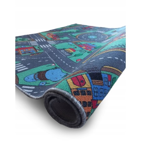 DYWAN SZARE DROGI ULICE MIASTO KIDS CARS 150X200 MATA DO ZABAWY