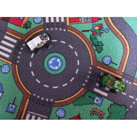 DYWAN SZARE DROGI ULICE MIASTO KIDS CARS 150X200 MATA DO ZABAWY